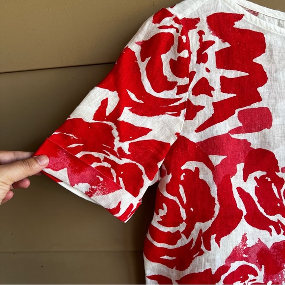 Chico's Floral Linen Blouse - Size M - Summer Lightweight Casual - NWT - Picture 3 of 7